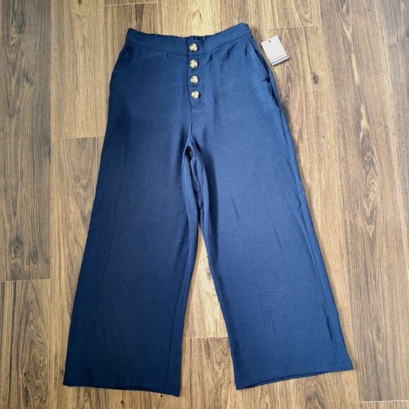 NWT Ophelia Roe Wide Leg Lightweight Textured Pants Size S/M Elastic Waist Pocke - Picture 8 of 8